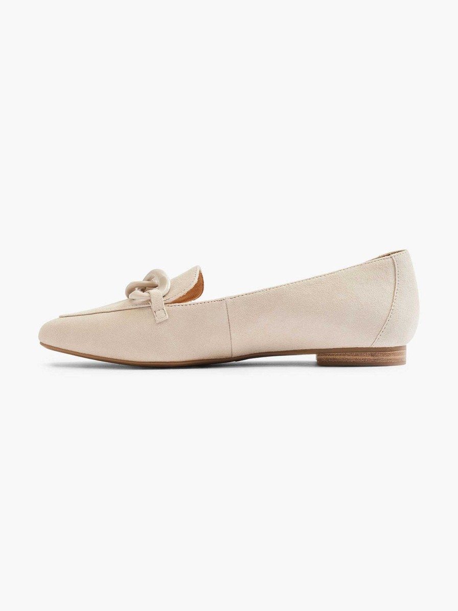 Loafers | 5th Avenue Beige Leather Loafer Decorative Necklace