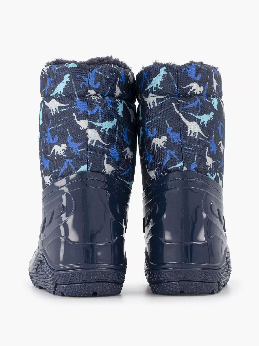 Baby Shoes | Landrover Blue Rain Boot Dino Lined