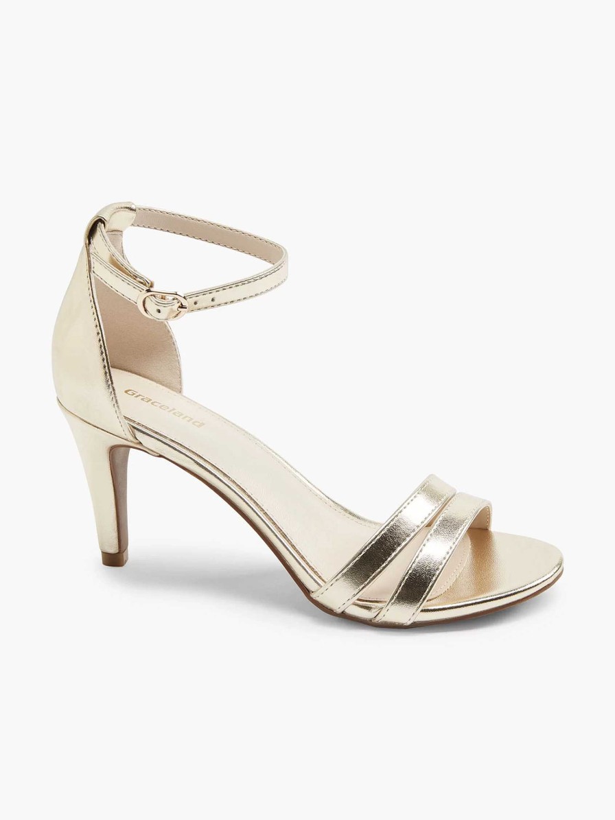 High Heels | Graceland Gold Sandalette Metallic