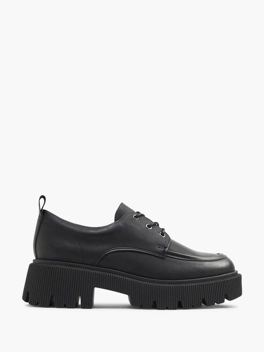 Loafers | Oxmox Black Chunky Lace-Up Shoe