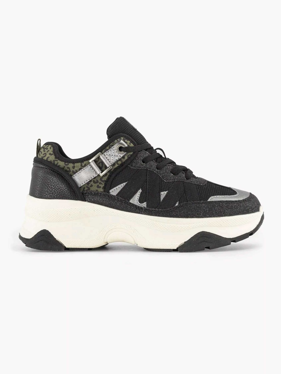 Sneakers | Oxmox Black Chunky Sneaker Panther Print