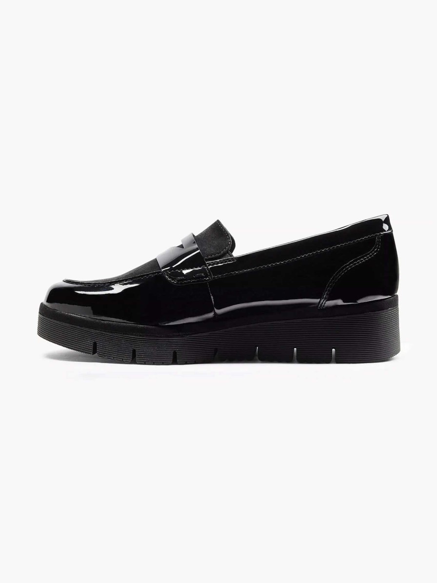 Loafers | Graceland Black Slip-On Lacquer