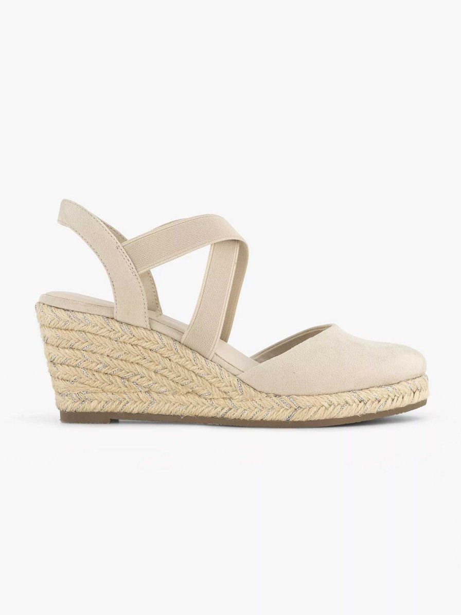 Sandals | Graceland Beige Slingback Wedge Heel