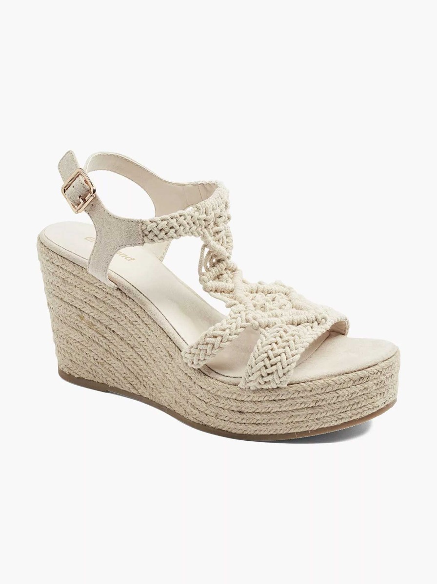 Sandals | Graceland Beige Sandalette Wedge Heel