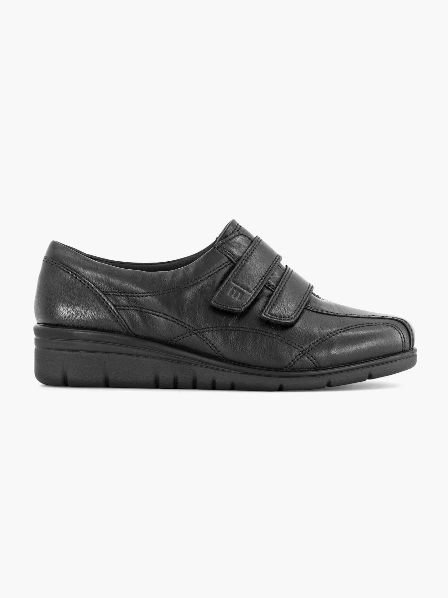 Sneakers | Medicus Black Leather Comfort Sneaker Velcro