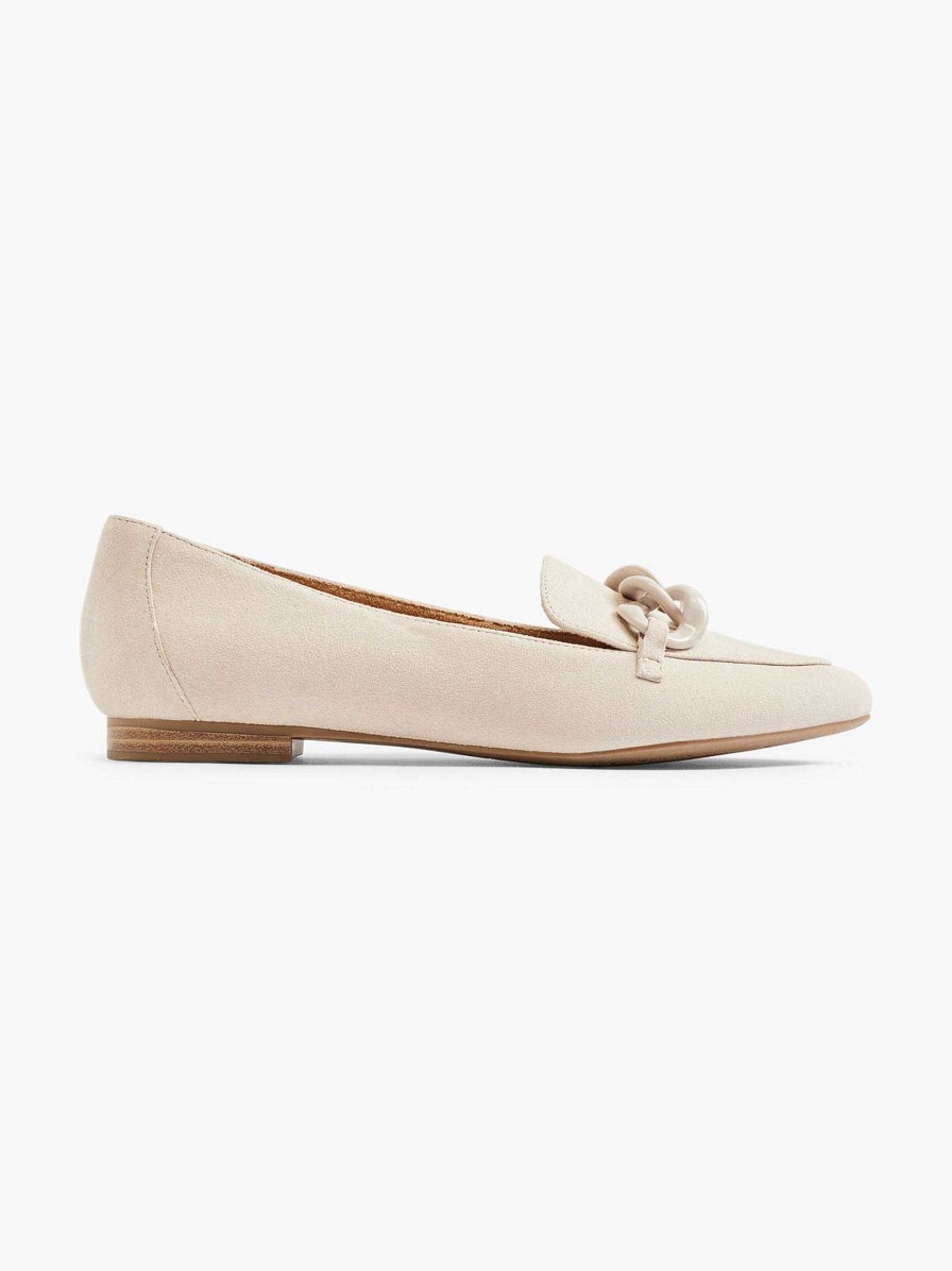 Loafers | 5th Avenue Beige Leather Loafer Decorative Necklace