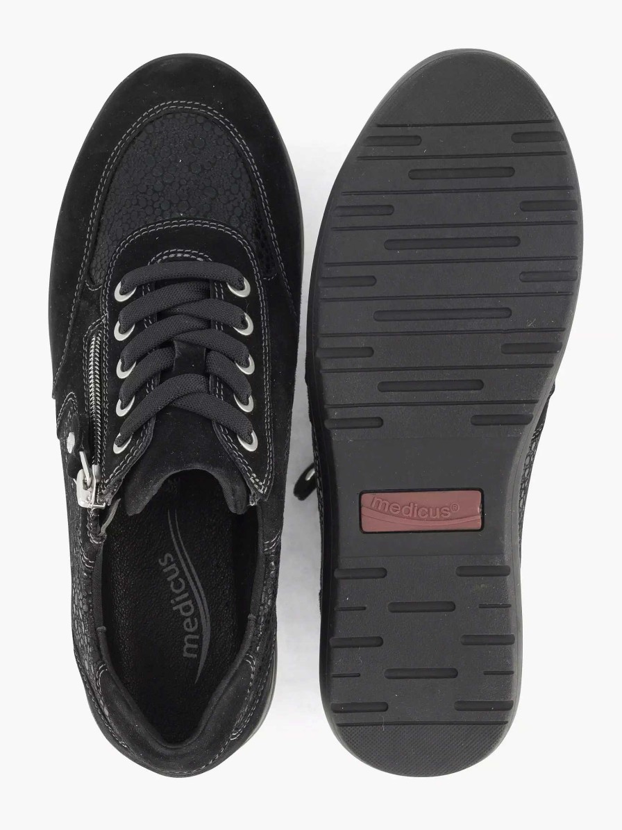 Comfort Shoes | Medicus Black Leather Comfort Sneaker