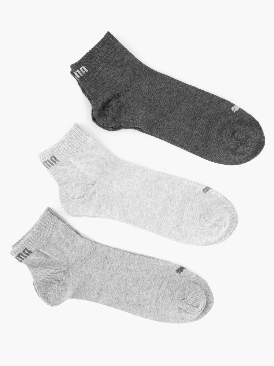 Socks | Puma Gray Quarter Plain 3 Pack 39-42