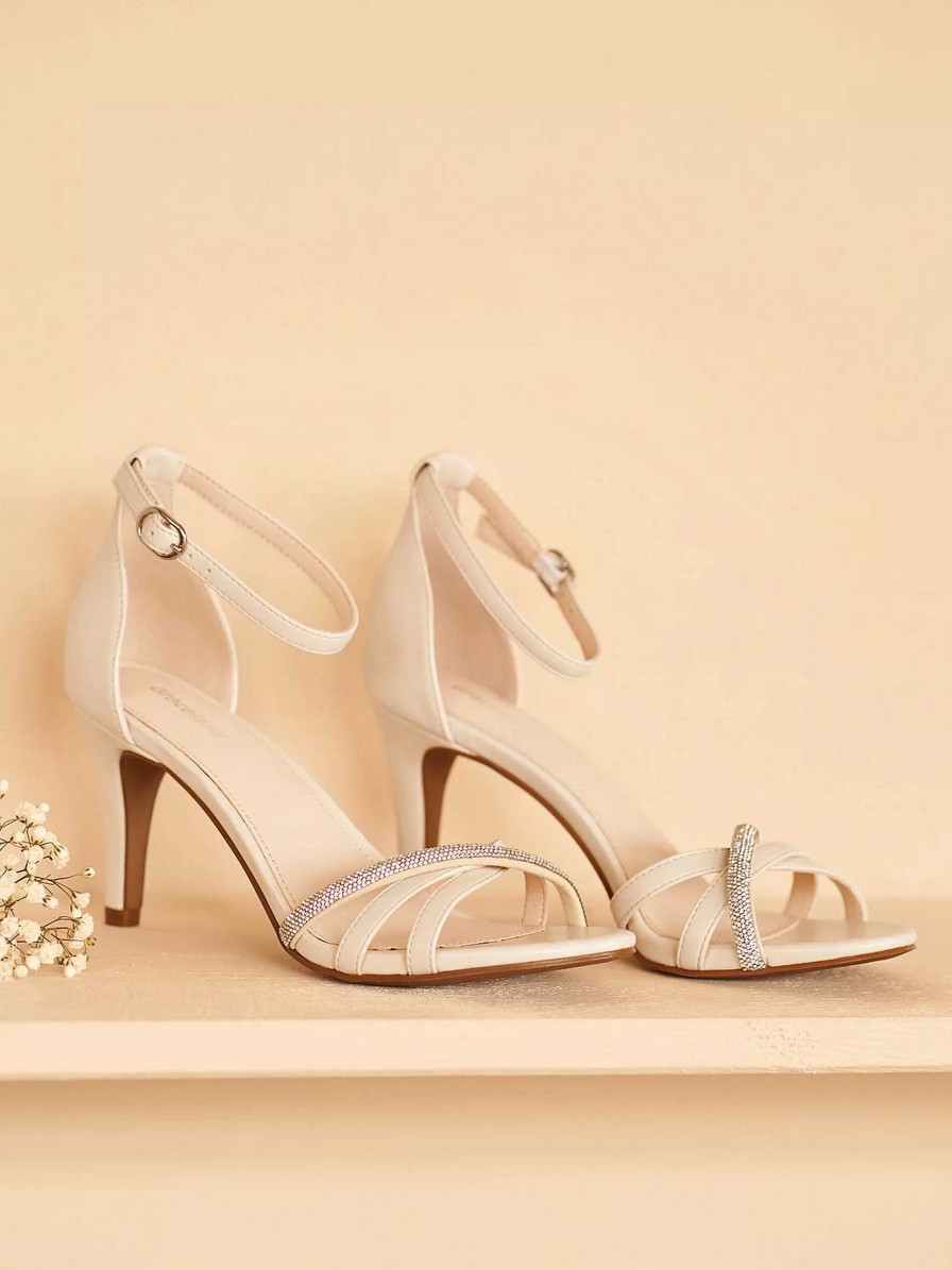 High Heels | Graceland Beige Sandalette Stones