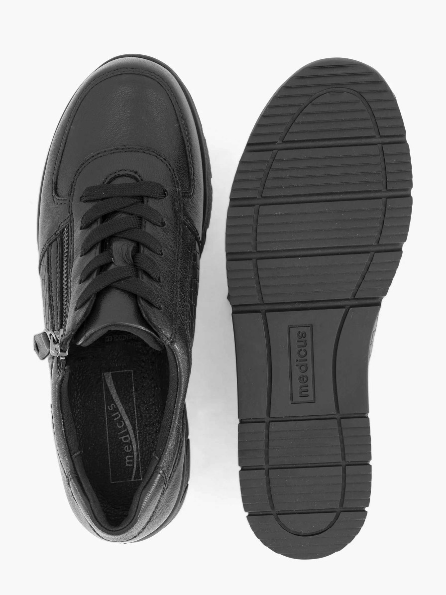 Comfort Shoes | Medicus Black Leather Comfort Sneaker