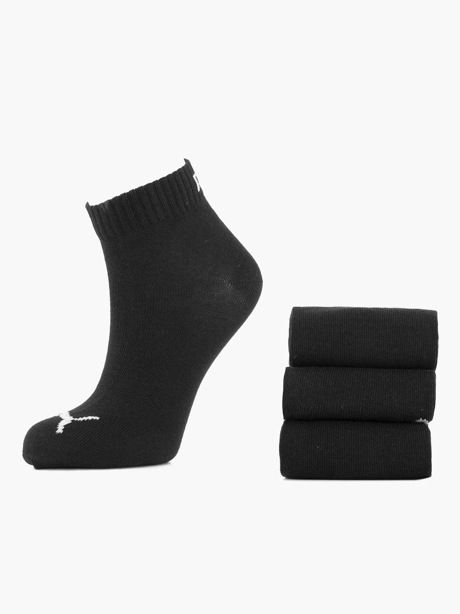 Socks | Puma Black Puma Quarter Plain 3 Pack 35-38