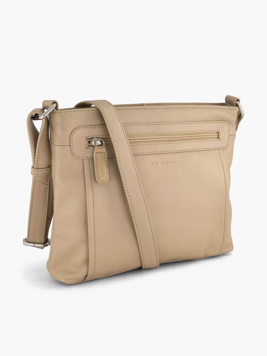 Online Exclusive Accessories | 5th Avenue Beige Leather Shoulder Bag