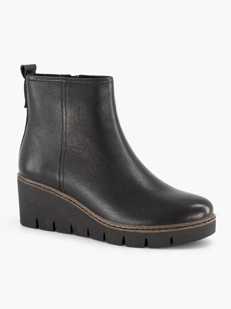 Ankle Boots & Boots | 5th Avenue Black Leather Wedge Heel Ankle Boot