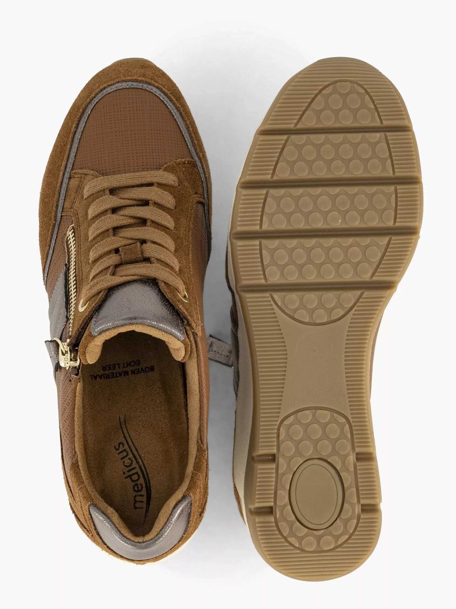 Comfort Shoes | Medicus Brown Leather Comfort Sneaker