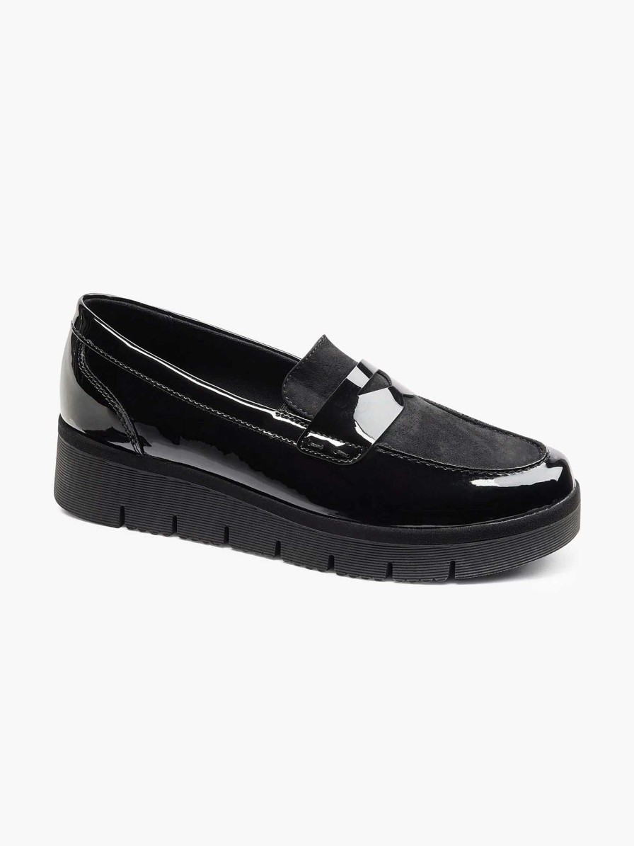 Loafers | Graceland Black Slip-On Lacquer