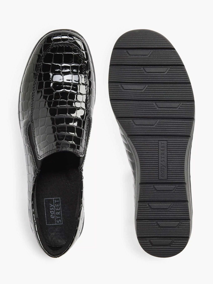 Comfort Shoes | Easy Street Black Slip-On Lacquer