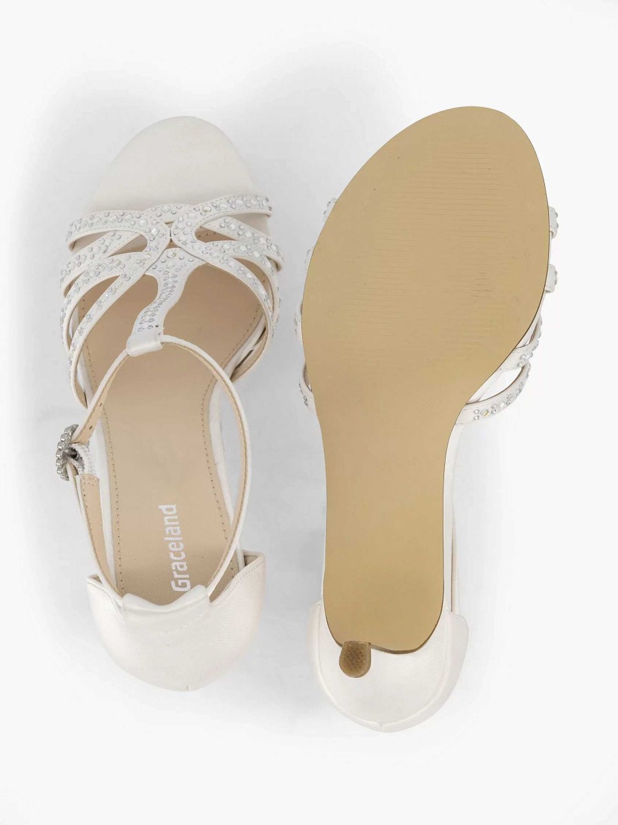 High Heels | Graceland White Sandalette Stones