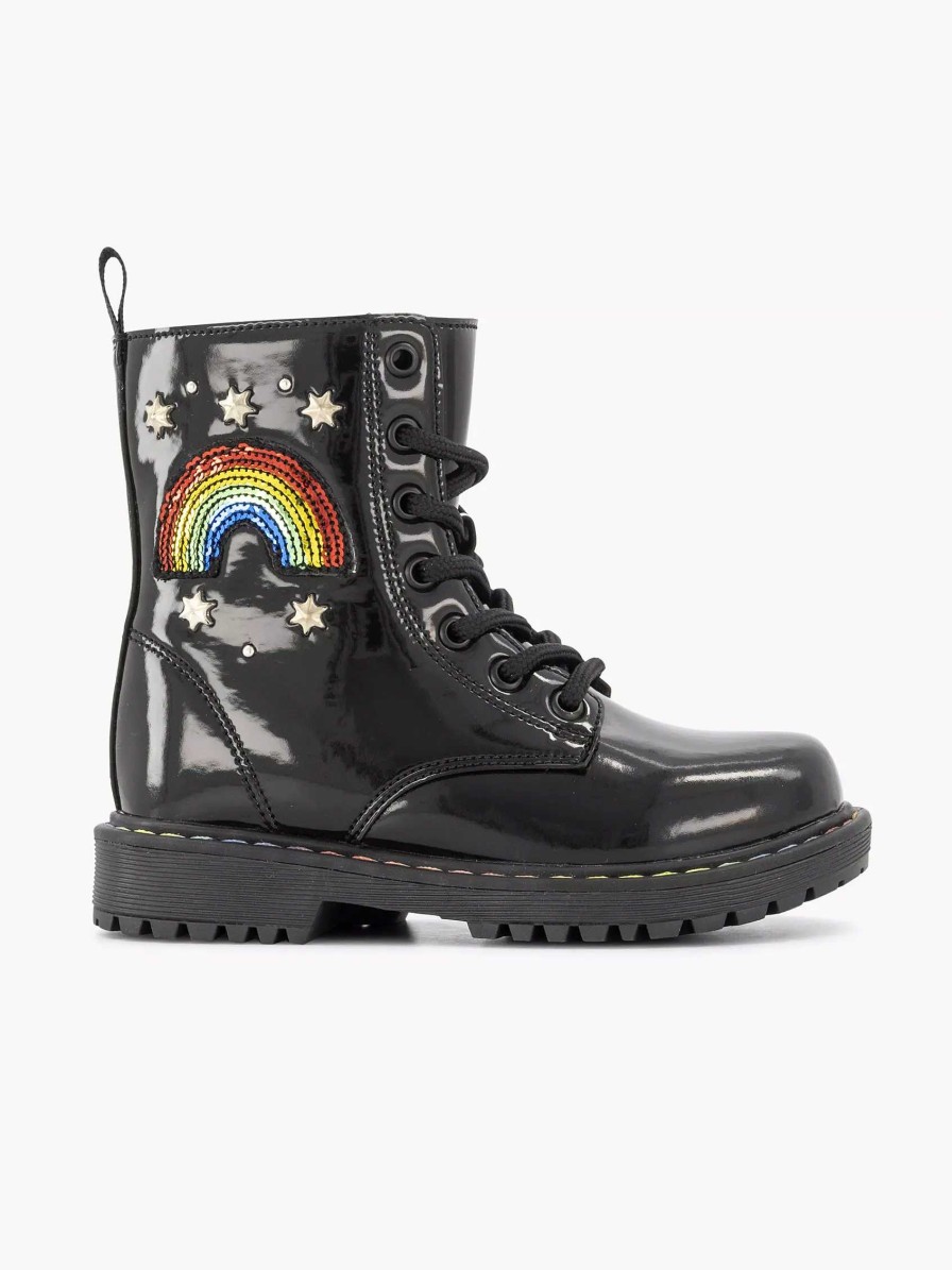 Boys' Shoes | Graceland Black Lace Boot Rainbow