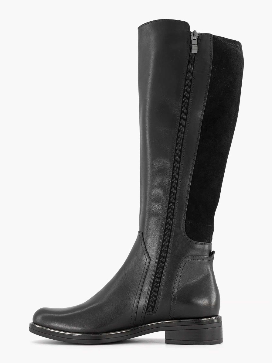 Comfort Shoes | Medicus Black Long Leather Comfort Boot Elastic