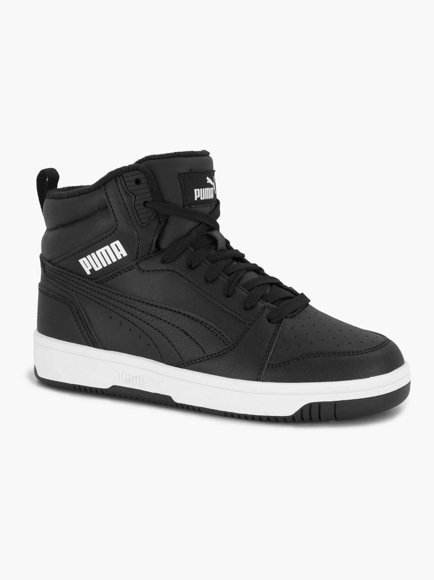 Boys' Shoes | Puma Black Puma Rebound V6 Mid Wtr Jr