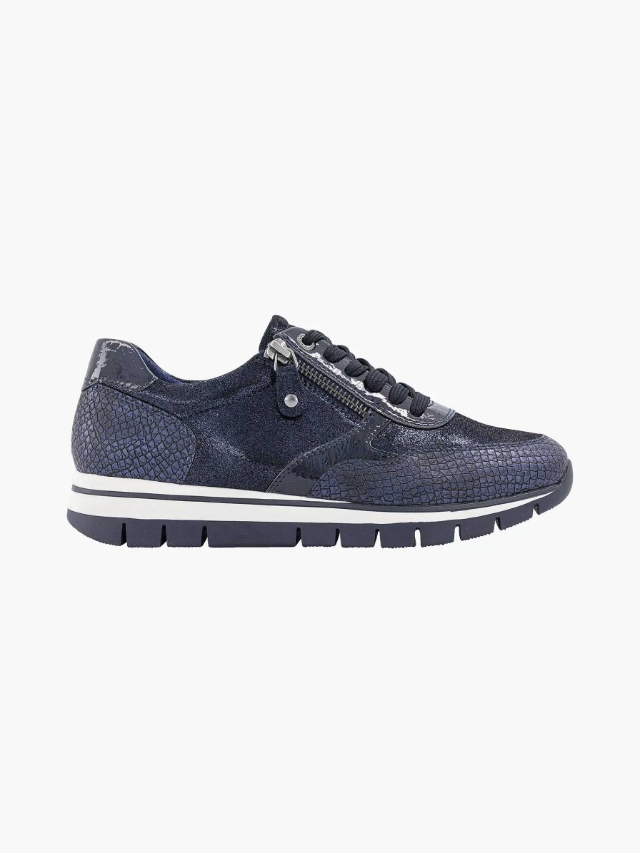 Comfort Shoes | Medicus Dark Blue Comfort Sneaker Croco