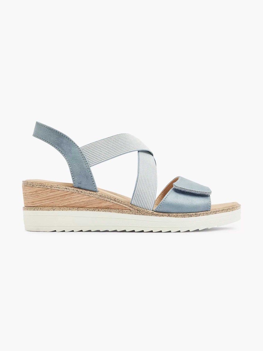 Sandals | Easy Street Blue Sandalette Wedge Heel