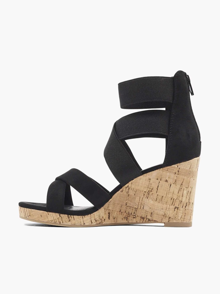 Sandals | Graceland Black Sandalette Wedge Heel