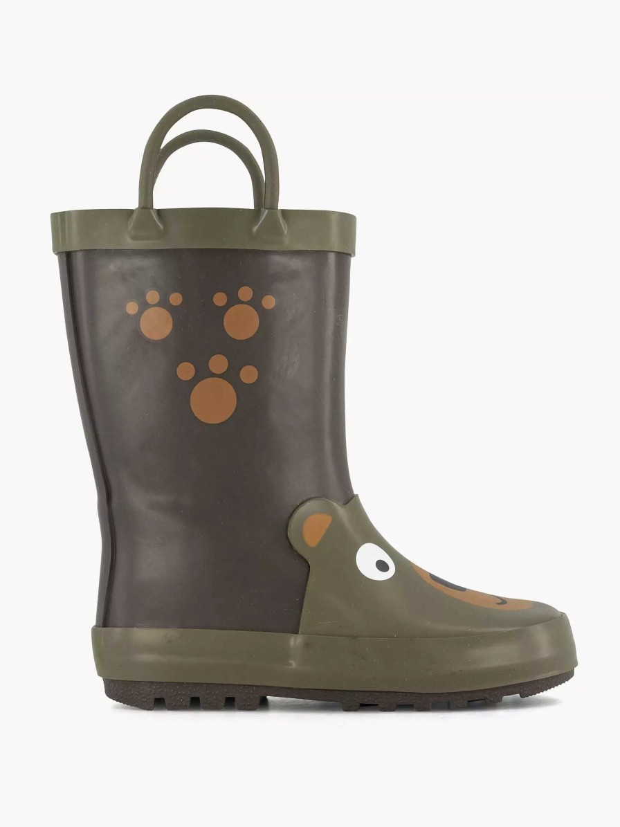 Boys' Shoes | Landrover Dark Green Rain Boot Bear