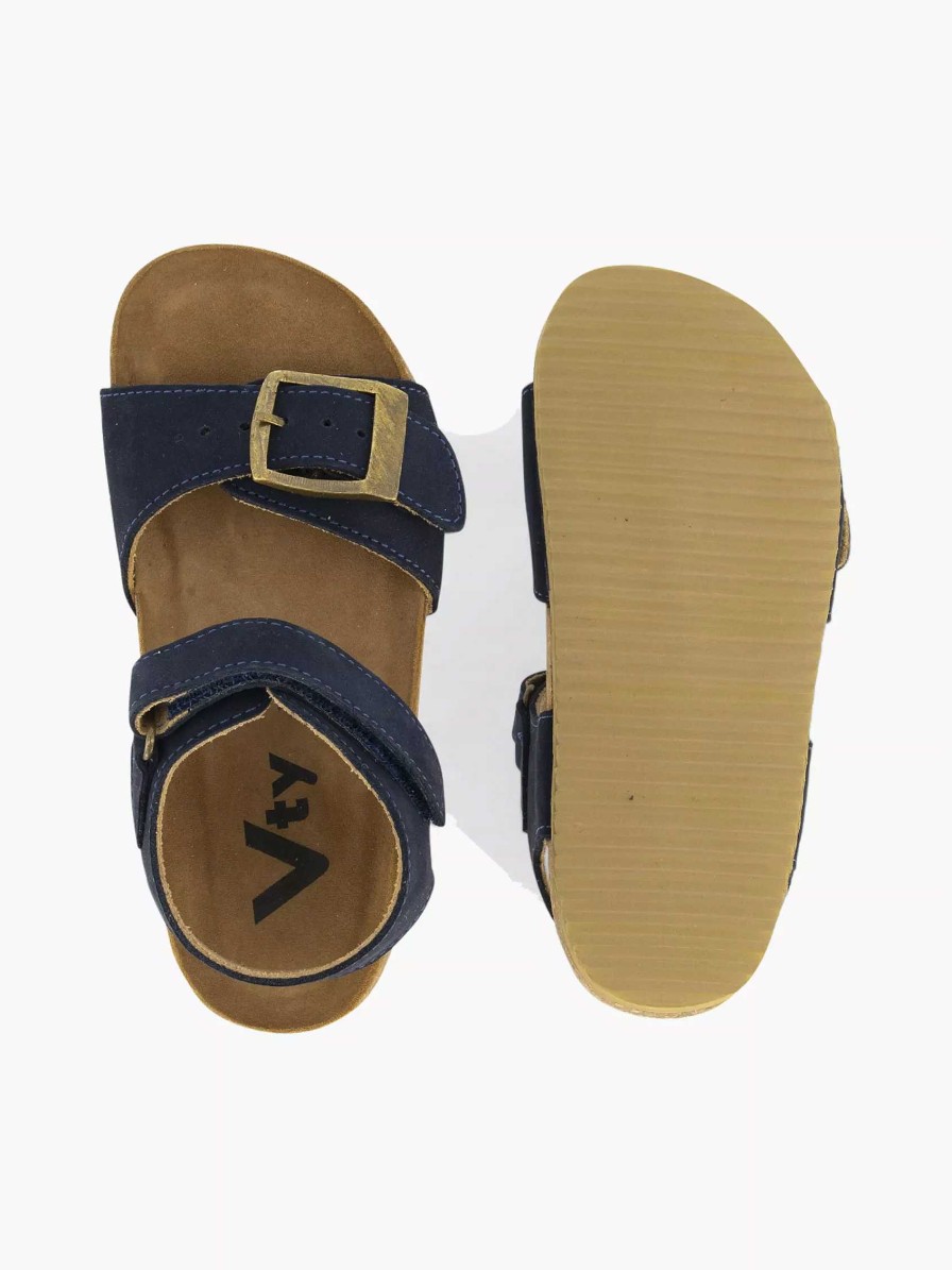 Boys' Shoes | Vty Blue Leather Sandal Velcro