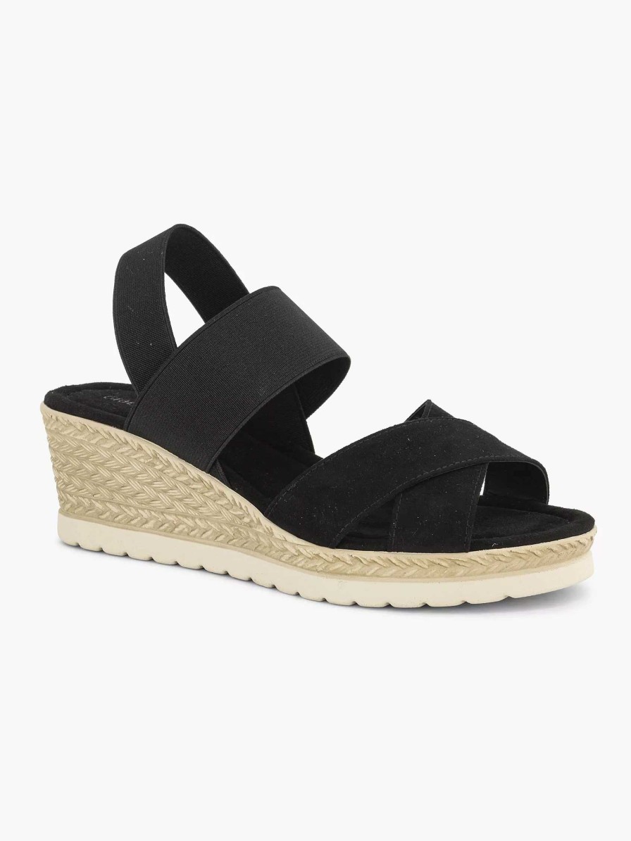 Sandals | Graceland Black Sandalette Wedge Heel