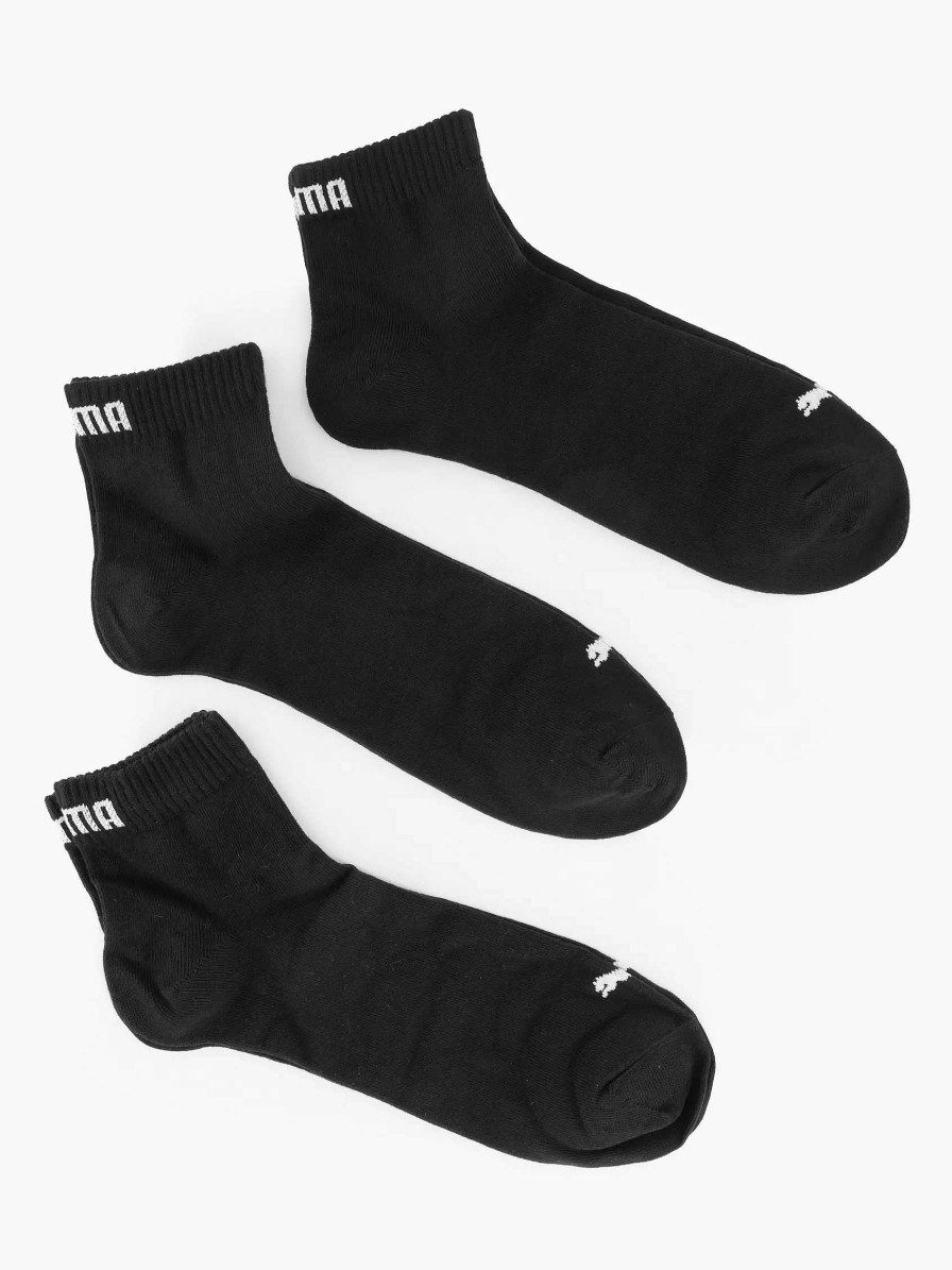 Socks | Puma Black Puma Quarter Plain 3 Pack 43-46