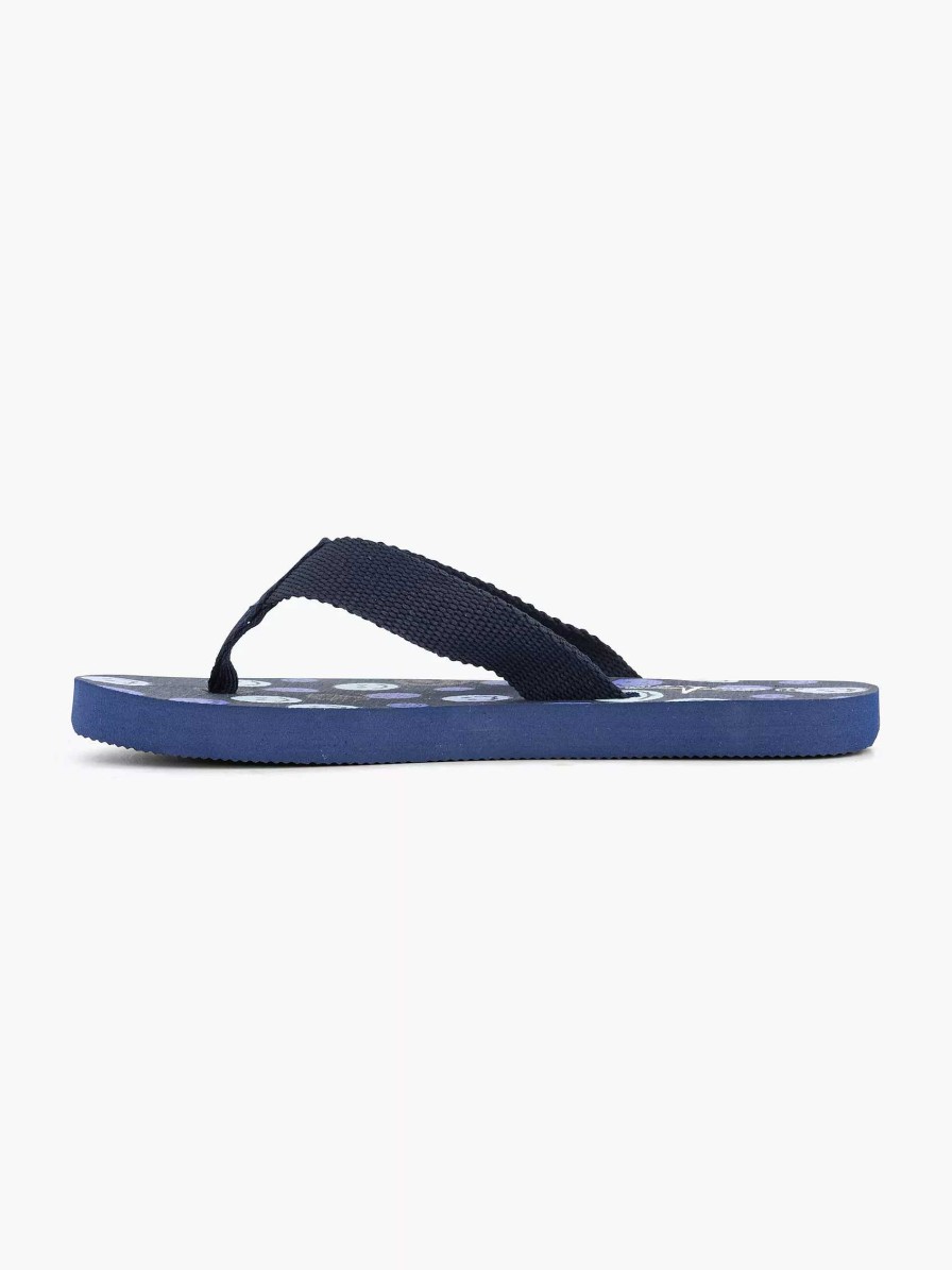 Boys' Shoes | Blue Fin Dark Blue Thongs Smiley