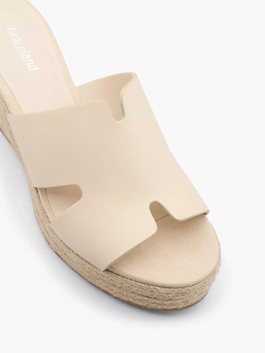 Flip Flops | Graceland Beige Slipper Wedge Heel