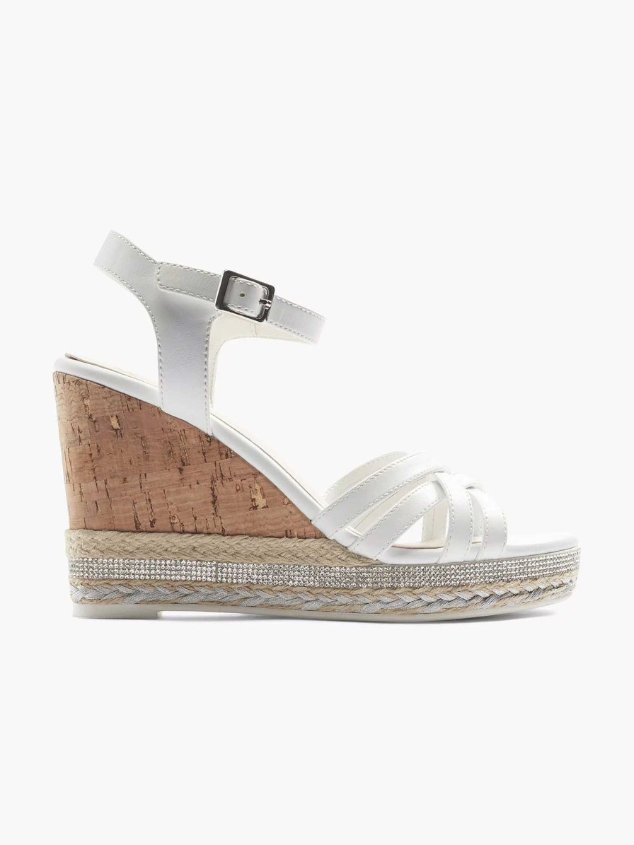 Sandals | Graceland White Sandalette Wedge Heel