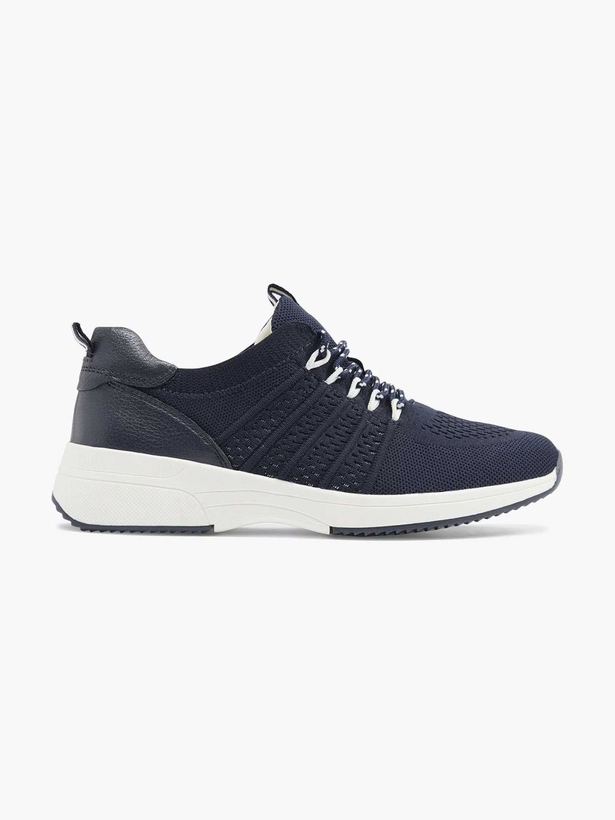 Comfort Shoes | Medicus Dark Blue Leather Comfort Sneaker