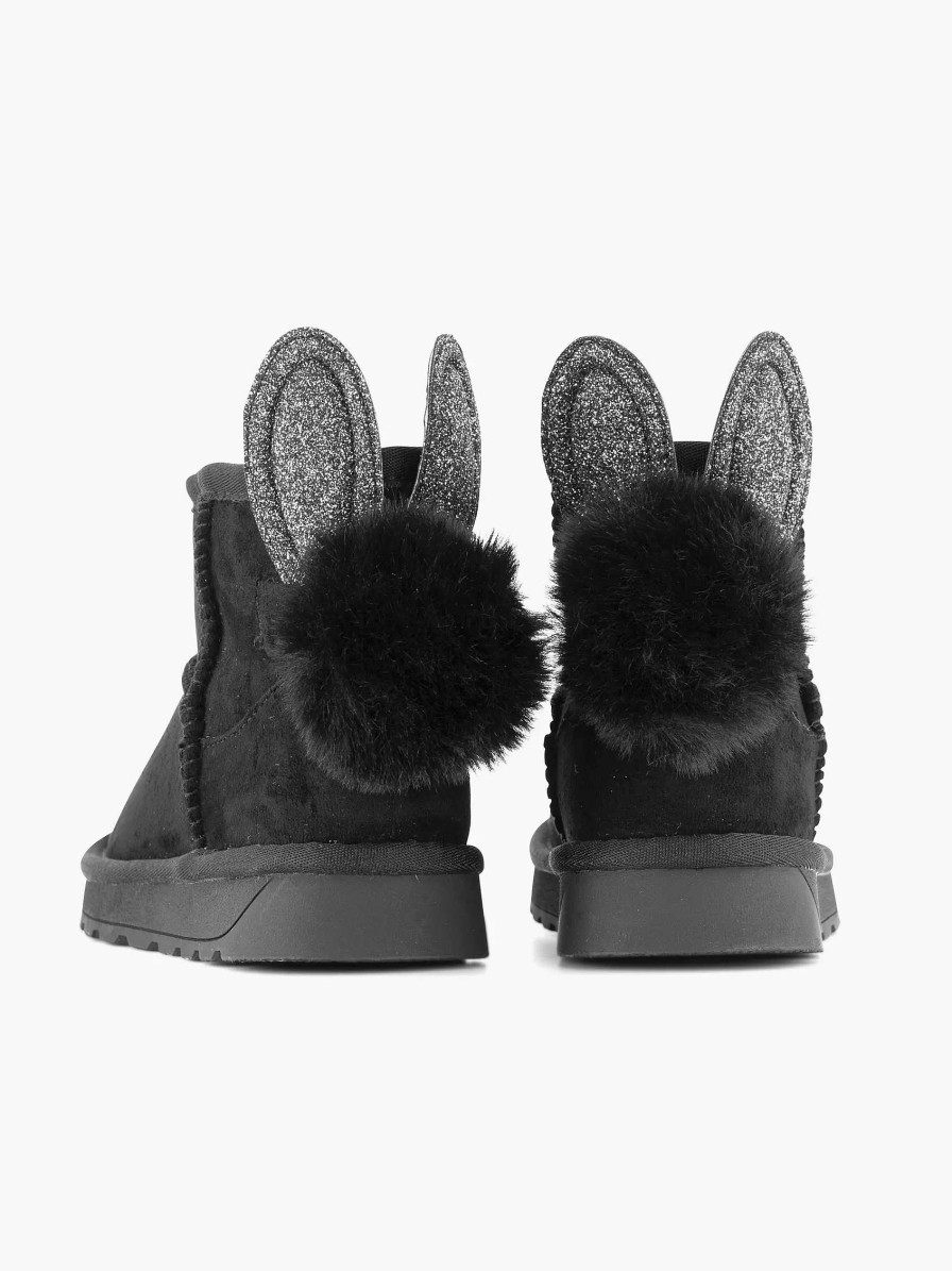 Baby Shoes | Graceland Black Boat Rabbit Lined