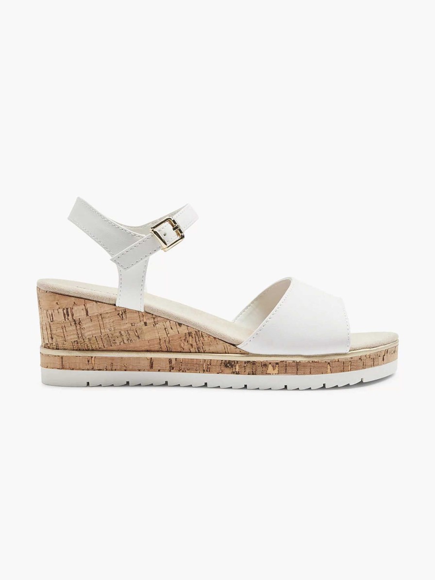 Sandals | Graceland White Sandalette Wedge Heel