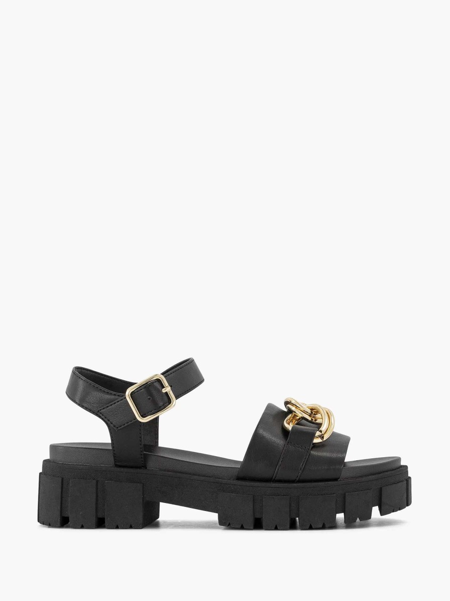 Sandals | Oxmox Black Chunky Sandal Jewelry Necklace