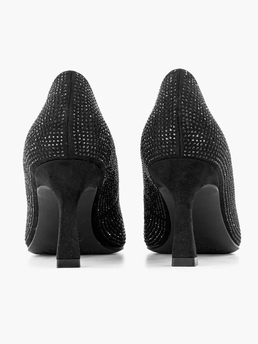 High Heels | Graceland Black Glitter Pump Buckle