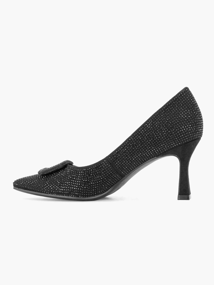 High Heels | Graceland Black Glitter Pump Buckle