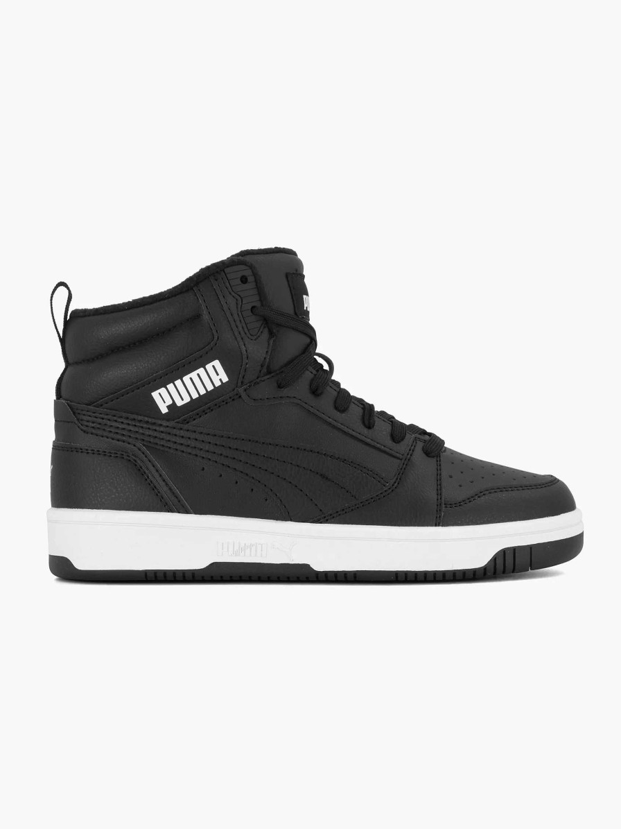 Boys' Shoes | Puma Black Puma Rebound V6 Mid Wtr Jr