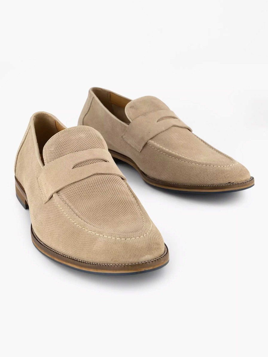 Dress Shoes | AM SHOE Beige Suede Slip-On