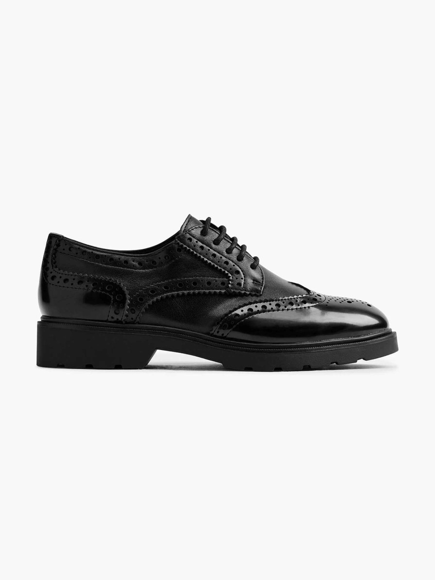 Loafers | Graceland Black Chunky Lace-Up Shoe