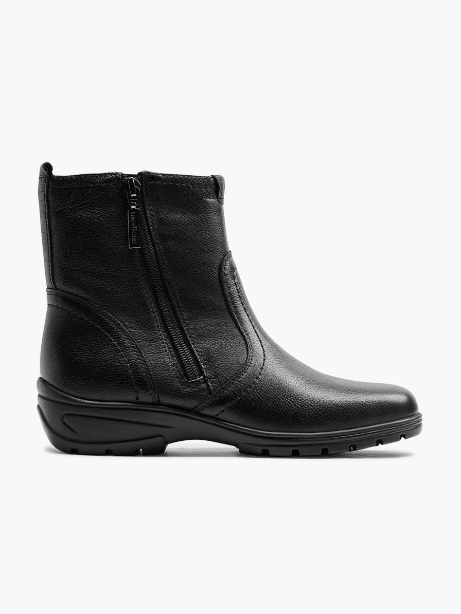 Comfort Shoes | Medicus Black Leather Comfort Ankle Boot