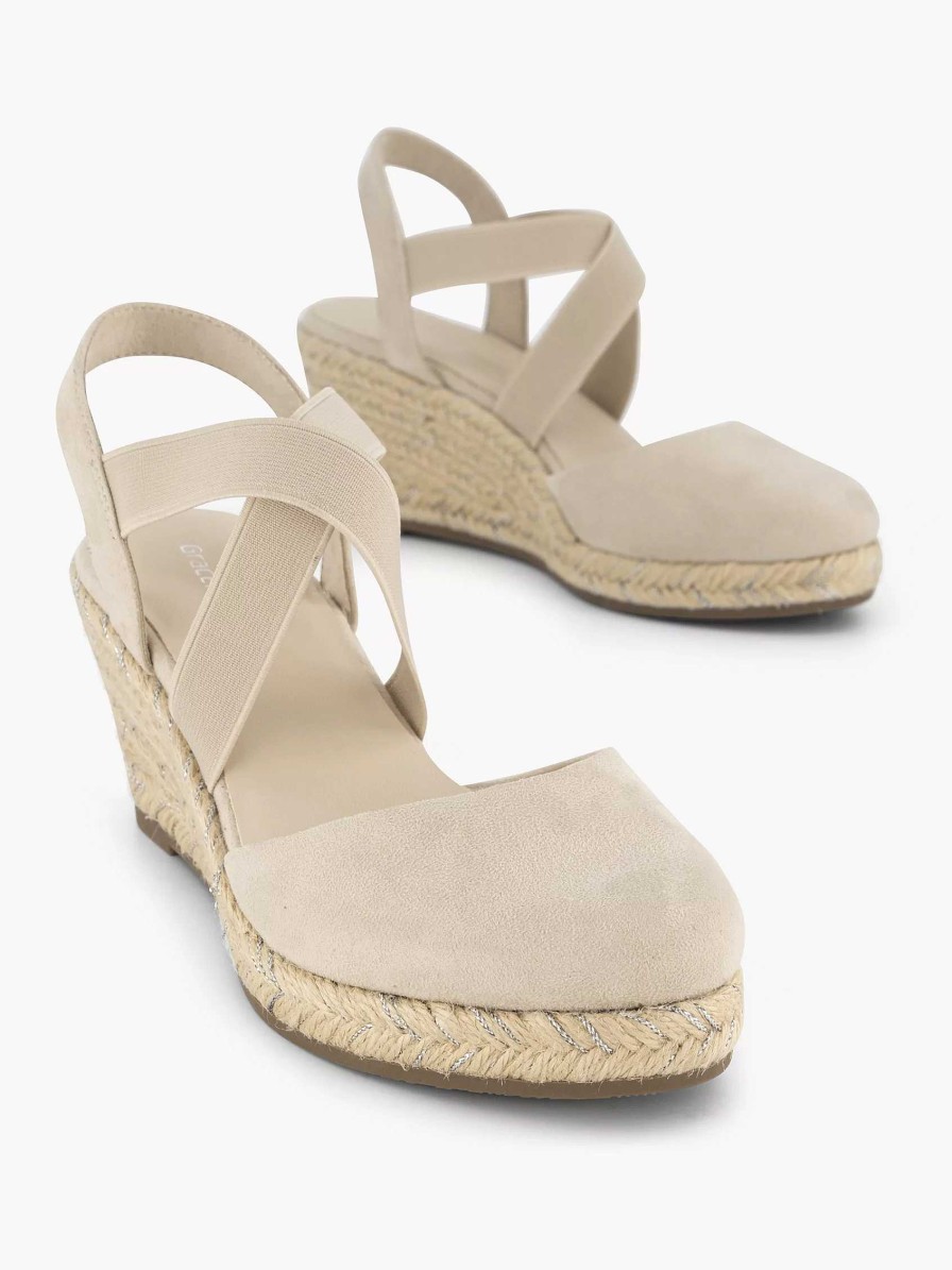 Sandals | Graceland Beige Slingback Wedge Heel