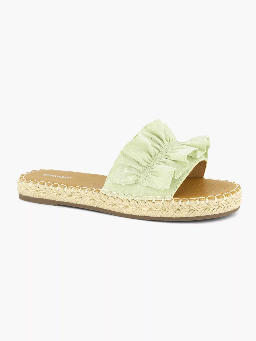 Flip Flops | Graceland Light Green Slipper Ruffles