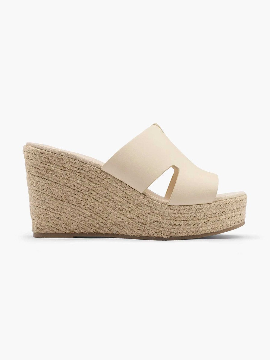 Flip Flops | Graceland Beige Slipper Wedge Heel