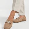 Loafers | 5th Avenue Beige Suede Slip-On Decorative Necklace