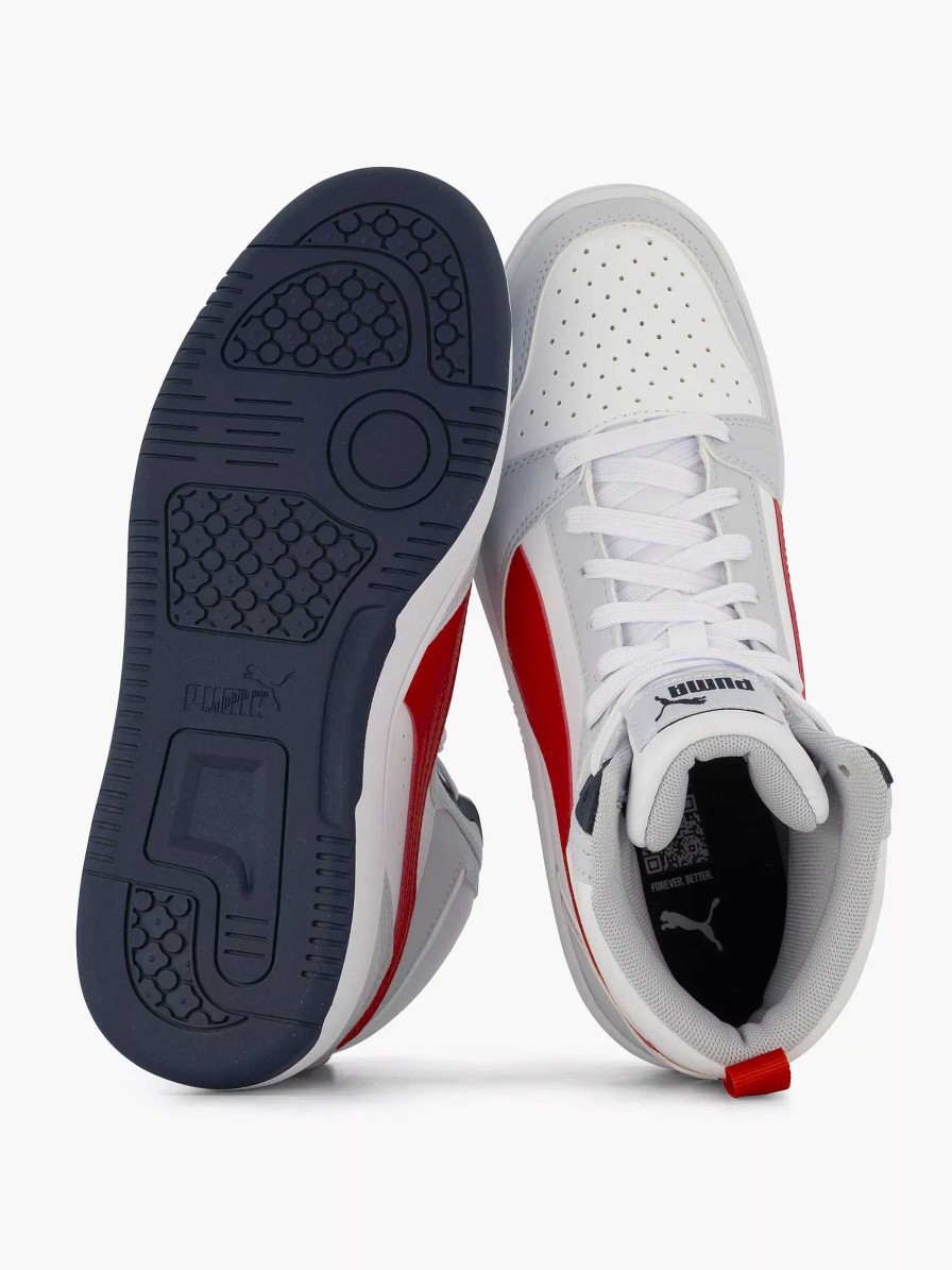 Boys' Shoes | Puma White Puma Rebound V6 Mid Jr