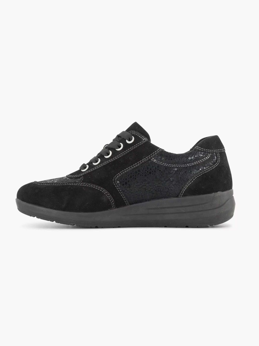 Comfort Shoes | Medicus Black Leather Comfort Sneaker